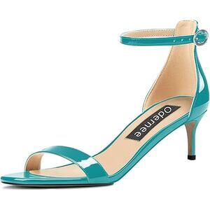 Odernee Womens Size 6.5 Turquoise Blue 2" Heel Open Toe Ankle Strap Sandal Shoes
